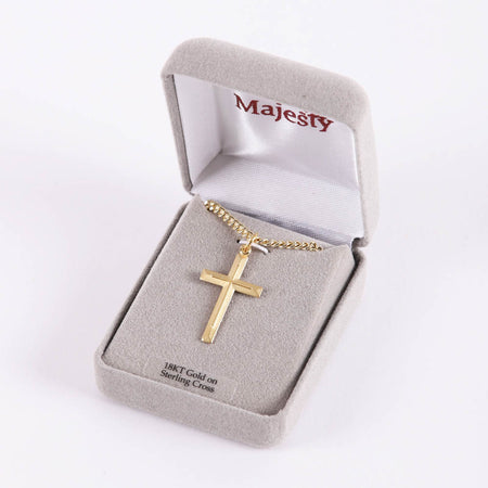 NECKLACE CROSS W/CROSS GOLD OVER SS 24"