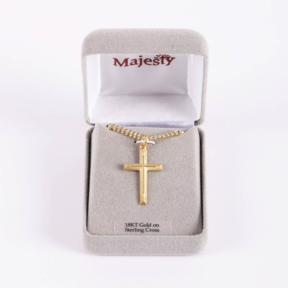 NECKLACE CROSS W/CROSS GOLD OVER SS 24"