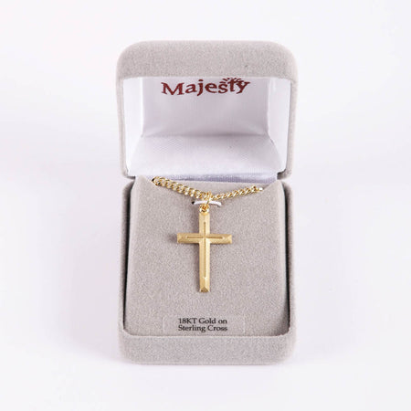 NECKLACE CROSS W/CROSS GOLD OVER SS 24"