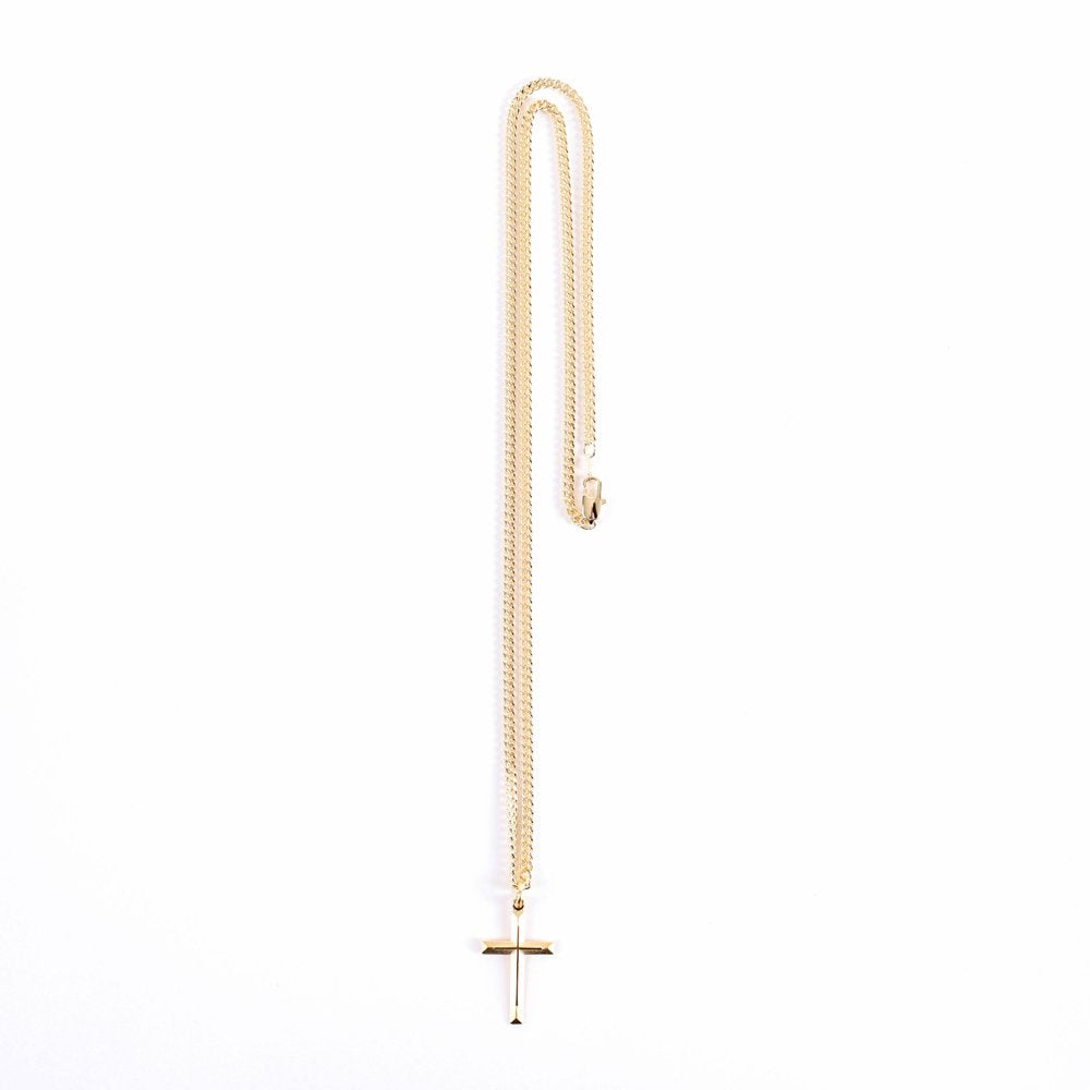 NECKLACE CROSS W/CROSS GOLD OVER SS 24"