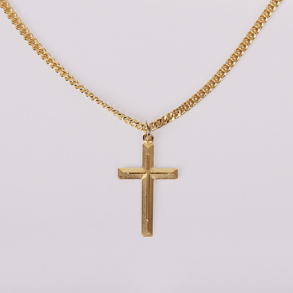 NECKLACE CROSS W/CROSS GOLD OVER SS 24"