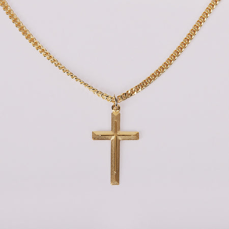 NECKLACE CROSS W/CROSS GOLD OVER SS 24"