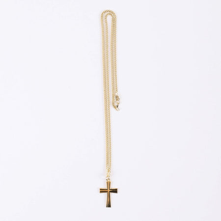 NECKLACE CROSS W/BLACK GOLD OVER SS 24"