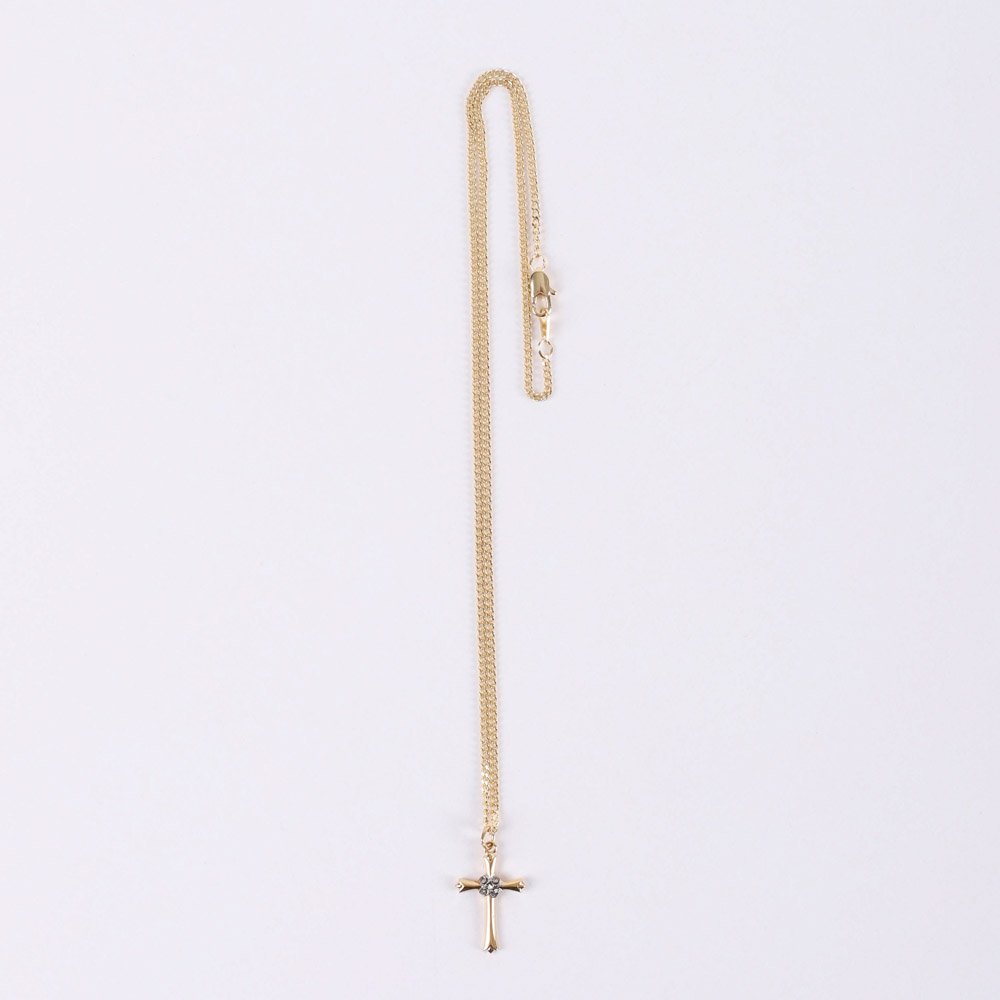 NECKLACE CROSS W/CZ GOLD OVER SS 18"