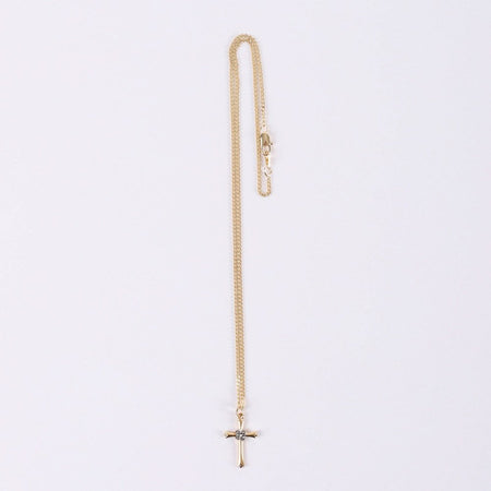 NECKLACE CROSS W/CZ GOLD OVER SS 18"