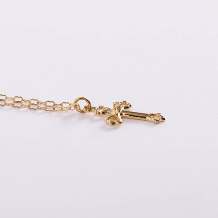 NECKLACE CROSS W/CZ GOLD OVER SS 18"