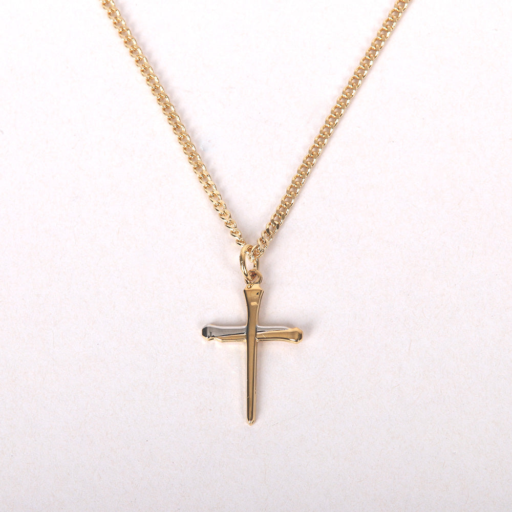 NECKLACE CROSS NAIL GOLD OVER STERLING SILVER 18"