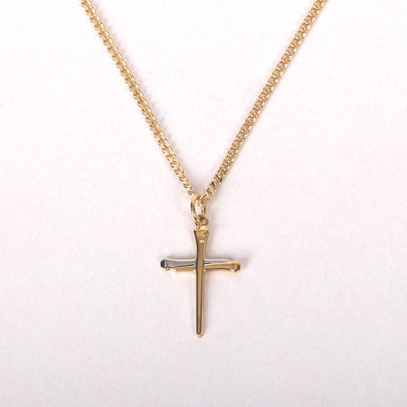 NECKLACE CROSS NAIL GOLD OVER STERLING SILVER 18"
