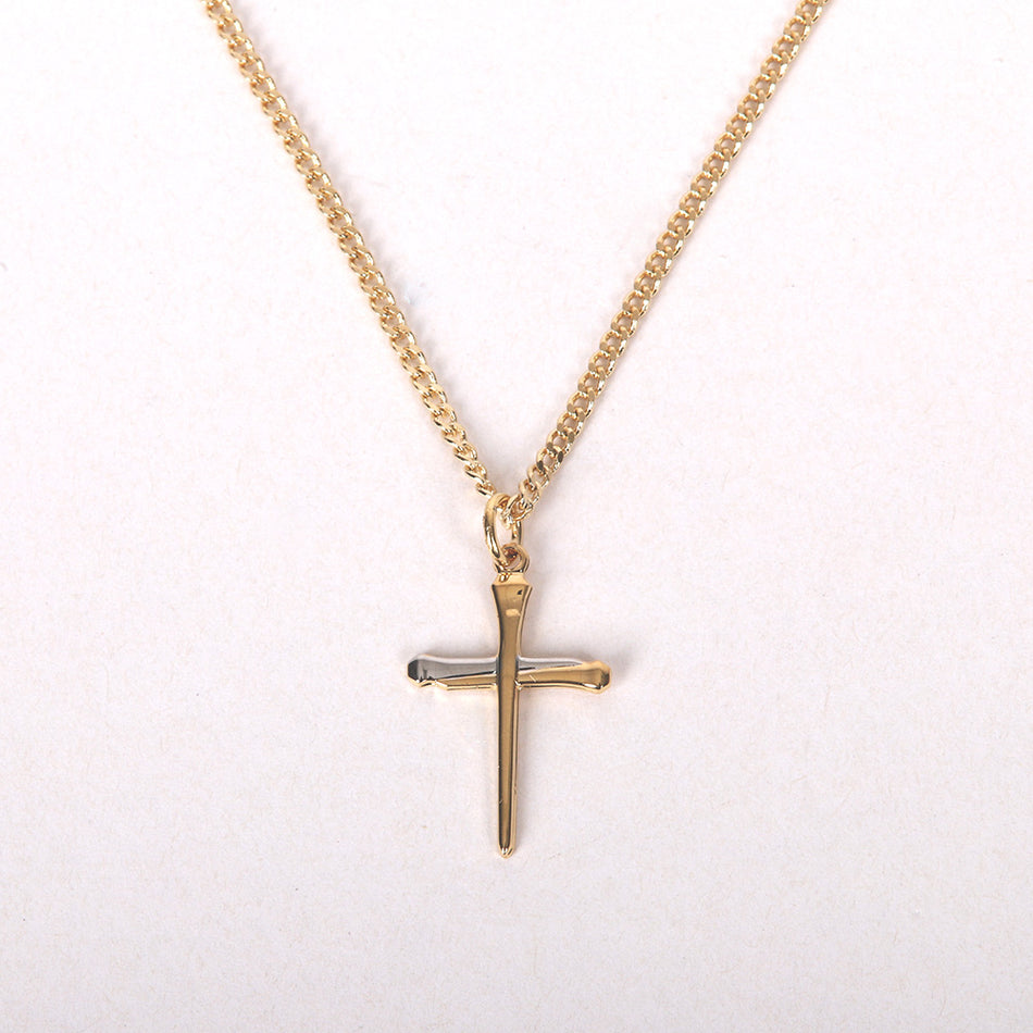NECKLACE CROSS NAIL GOLD OVER STERLING SILVER 18"