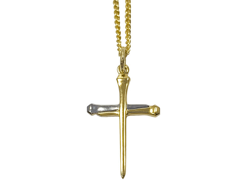 NECKLACE CROSS NAIL GOLD OVER STERLING SILVER 18"