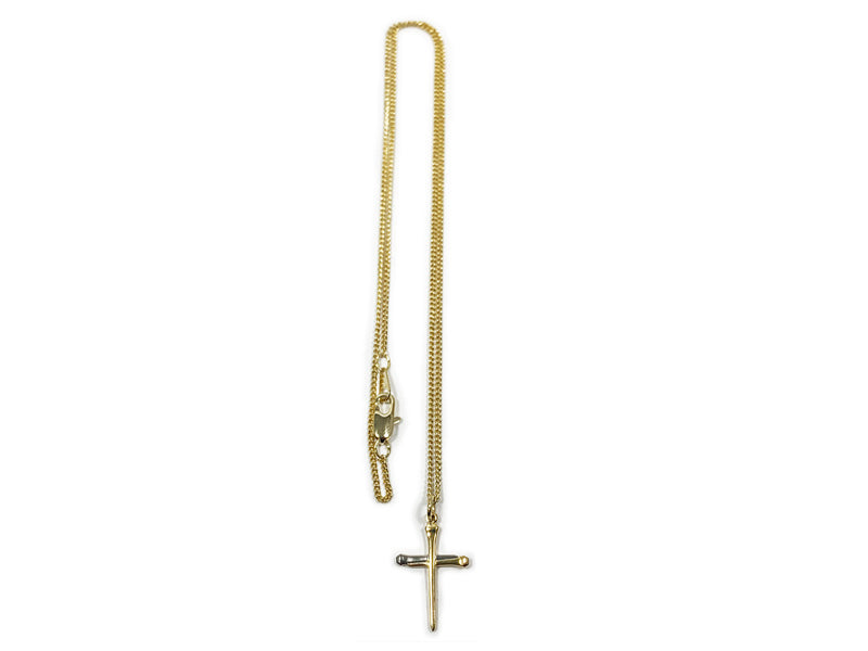 NECKLACE CROSS NAIL GOLD OVER STERLING SILVER 18"
