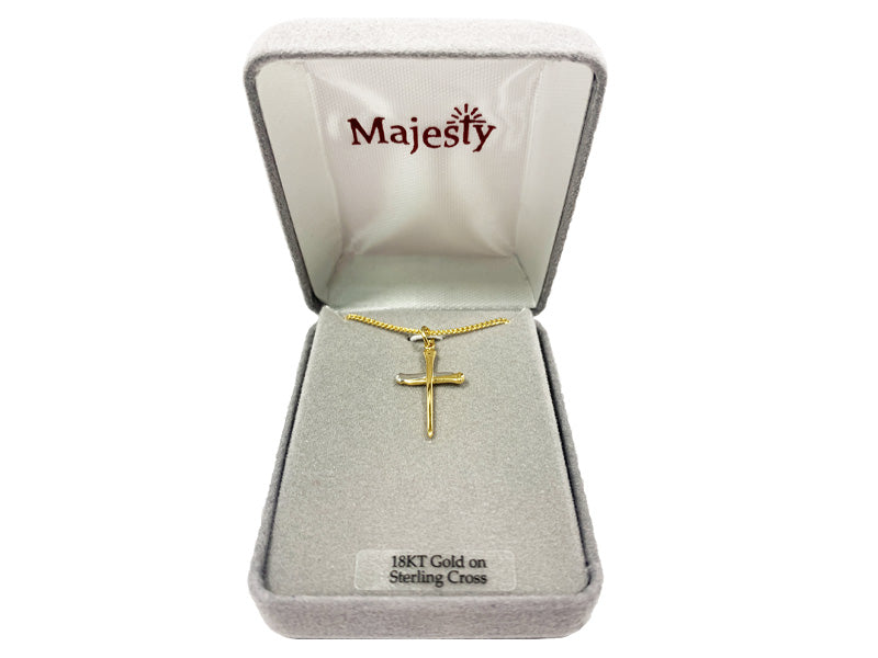 NECKLACE CROSS NAIL GOLD OVER STERLING SILVER 18"
