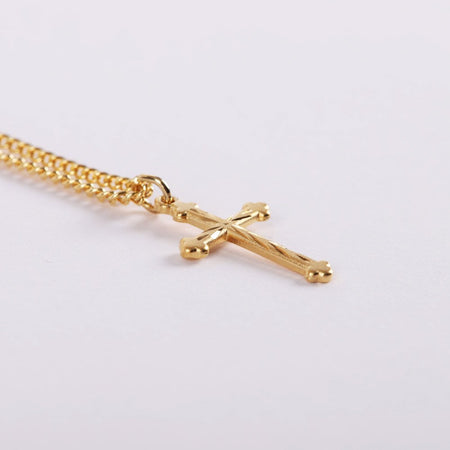 NECKLACE CROSS CUT GOLD OVER SS 18"