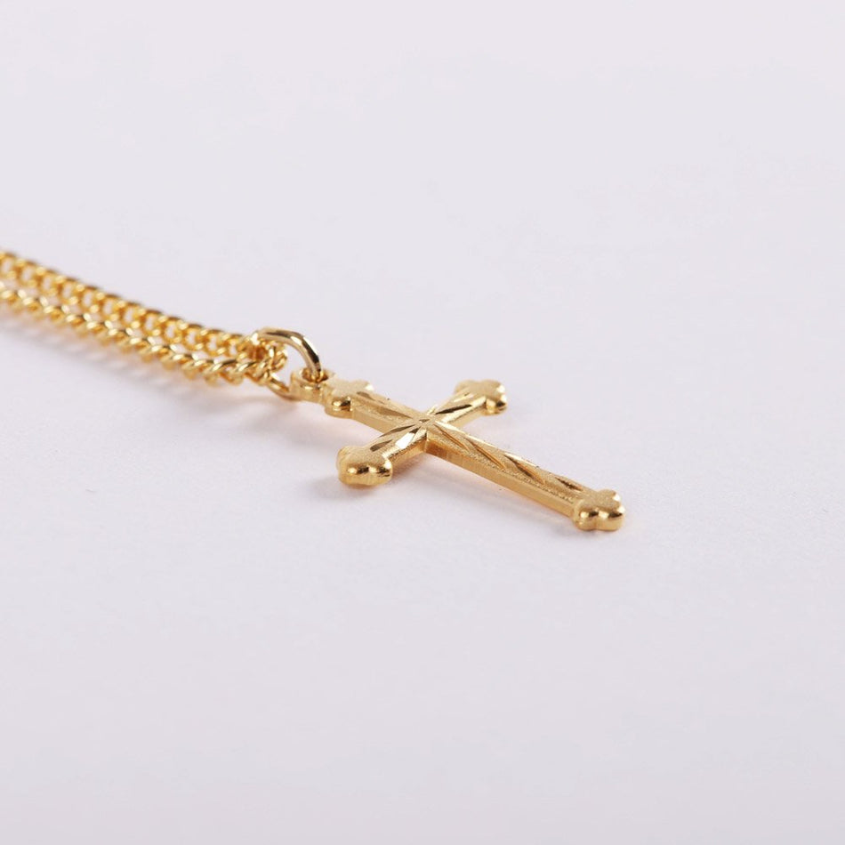 NECKLACE CROSS CUT GOLD OVER SS 18"