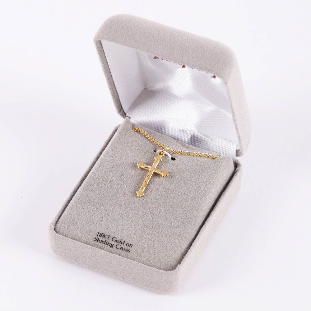 NECKLACE CROSS CUT GOLD OVER SS 18"