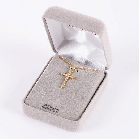NECKLACE CROSS CUT GOLD OVER SS 18"
