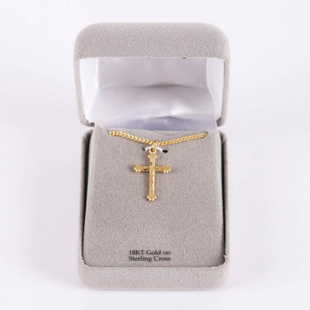 NECKLACE CROSS CUT GOLD OVER SS 18"