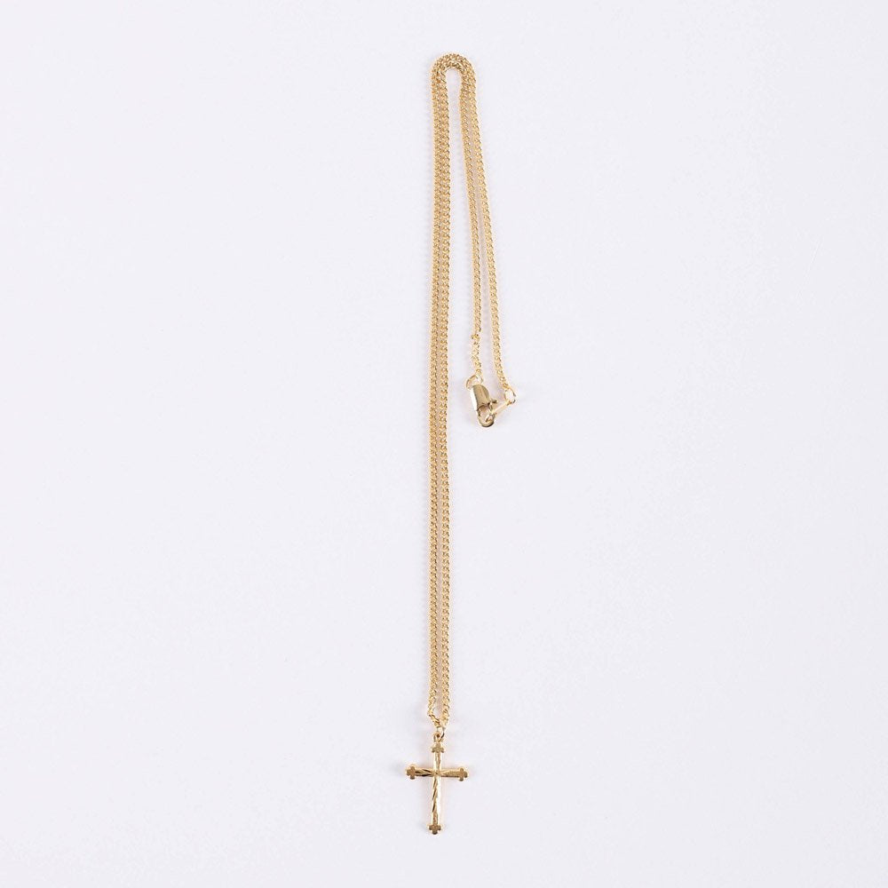 NECKLACE CROSS CUT GOLD OVER SS 18"