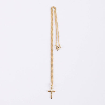 NECKLACE CROSS CUT GOLD OVER SS 18"