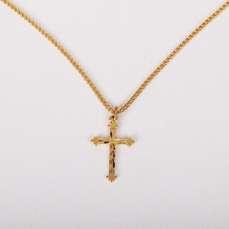 NECKLACE CROSS CUT GOLD OVER SS 18"