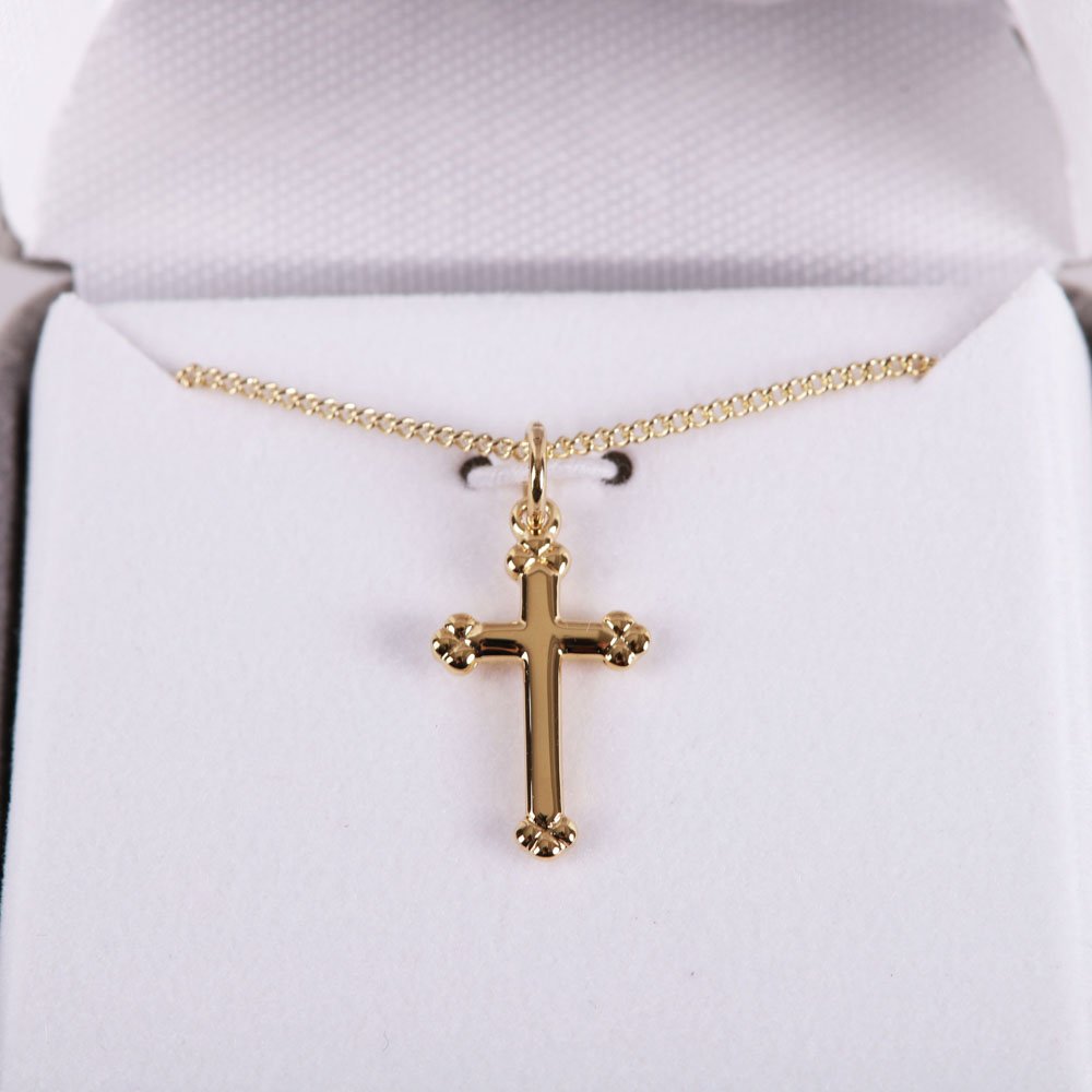 NECKLACE CROSS GOLD OVER SS 16-18"