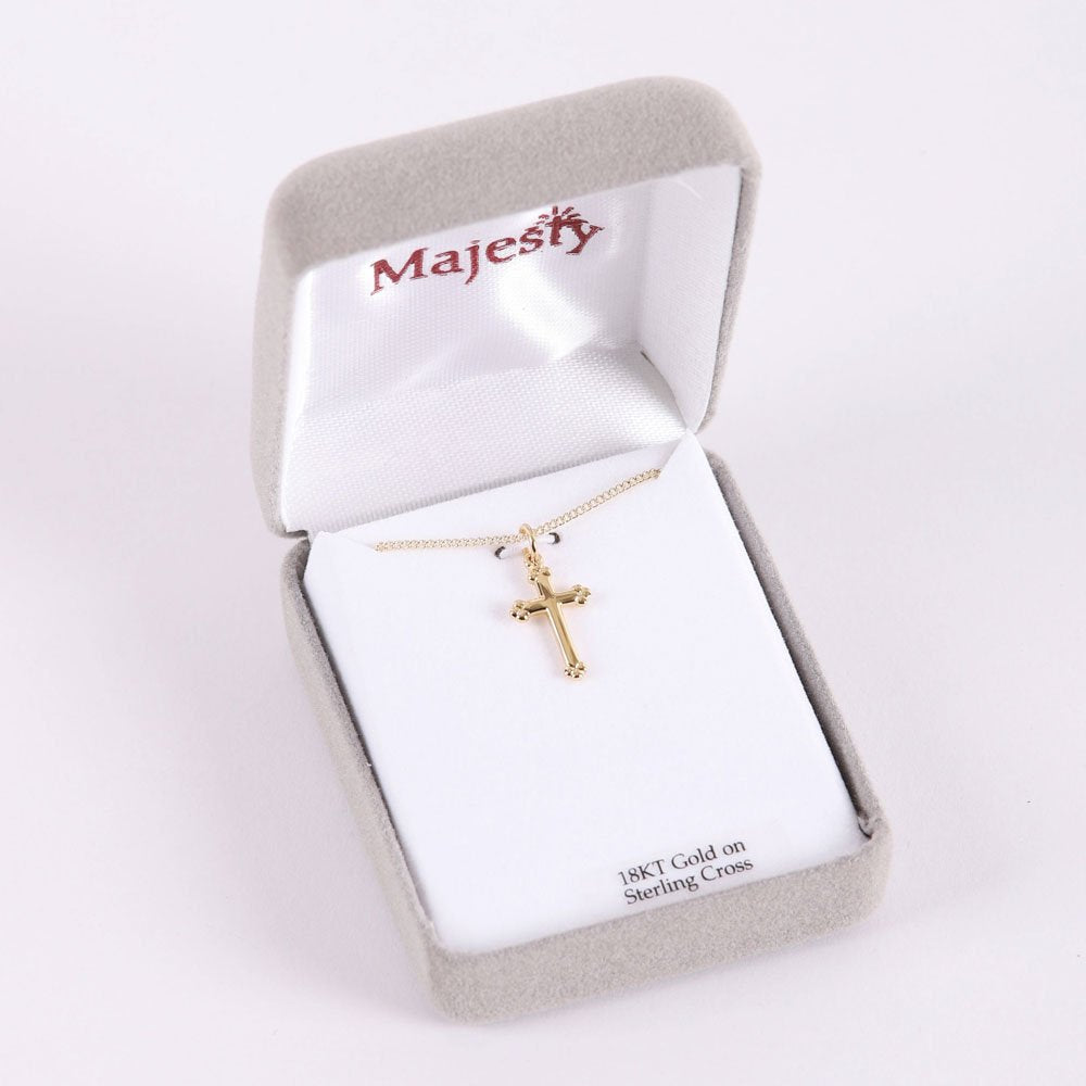 NECKLACE CROSS GOLD OVER SS 16-18"