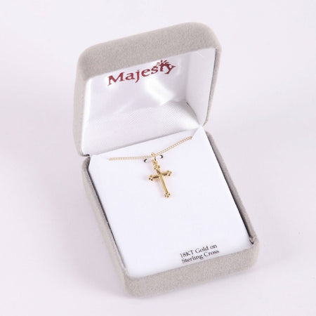 NECKLACE CROSS GOLD OVER SS 16-18"