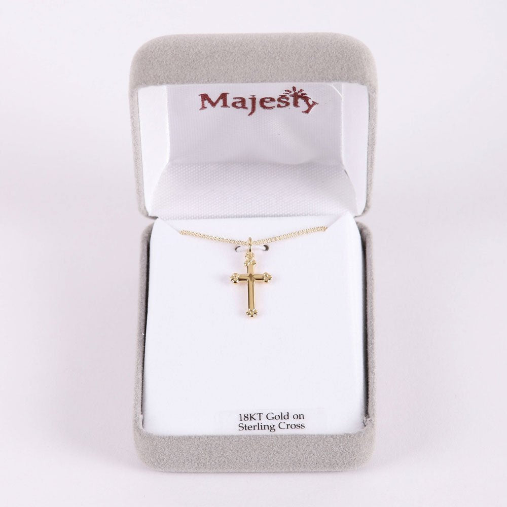 NECKLACE CROSS GOLD OVER SS 16-18"