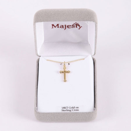 NECKLACE CROSS GOLD OVER SS 16-18"