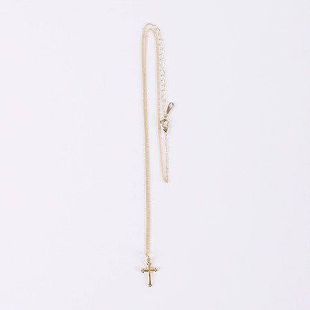 NECKLACE CROSS GOLD OVER SS 16-18"
