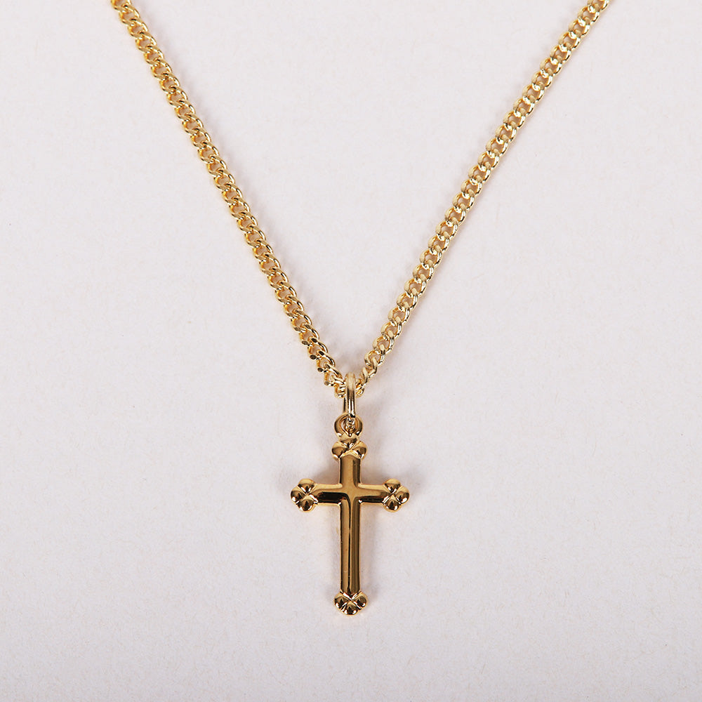 NECKLACE CROSS GOLD OVER SS 16-18"