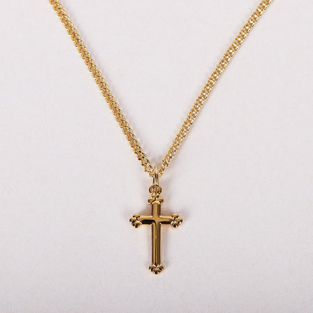 NECKLACE CROSS GOLD OVER SS 16-18"