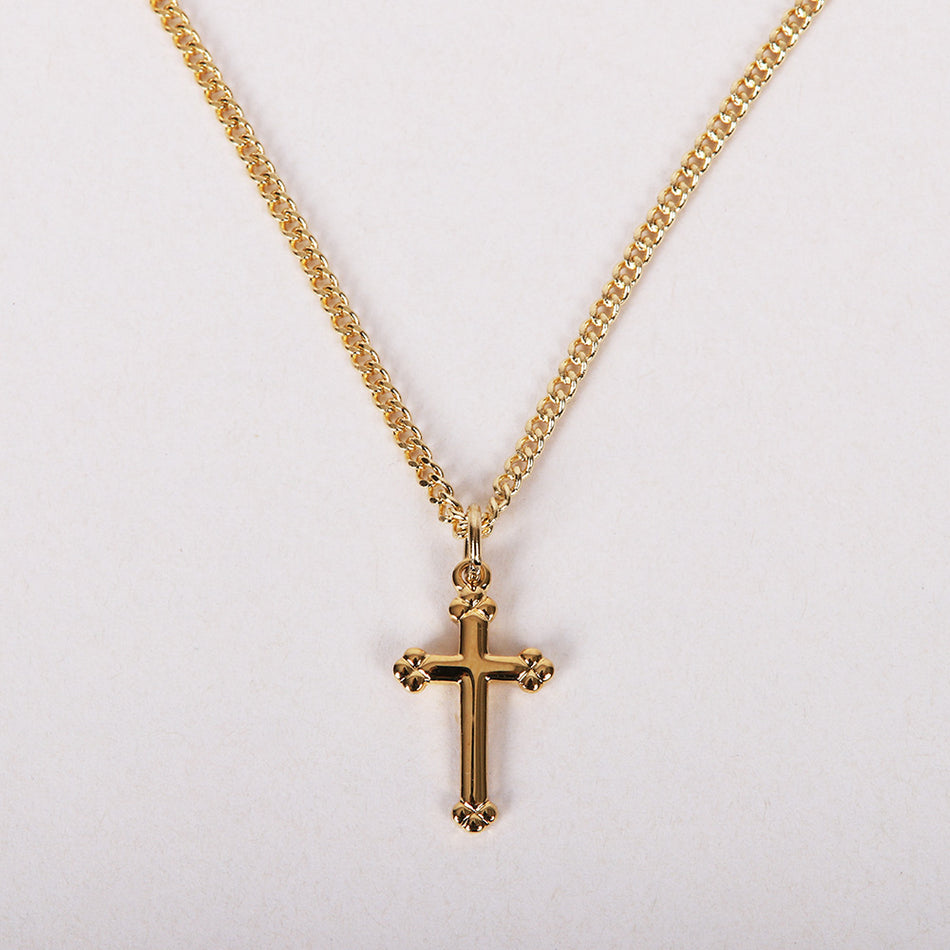 NECKLACE CROSS GOLD OVER SS 16-18"
