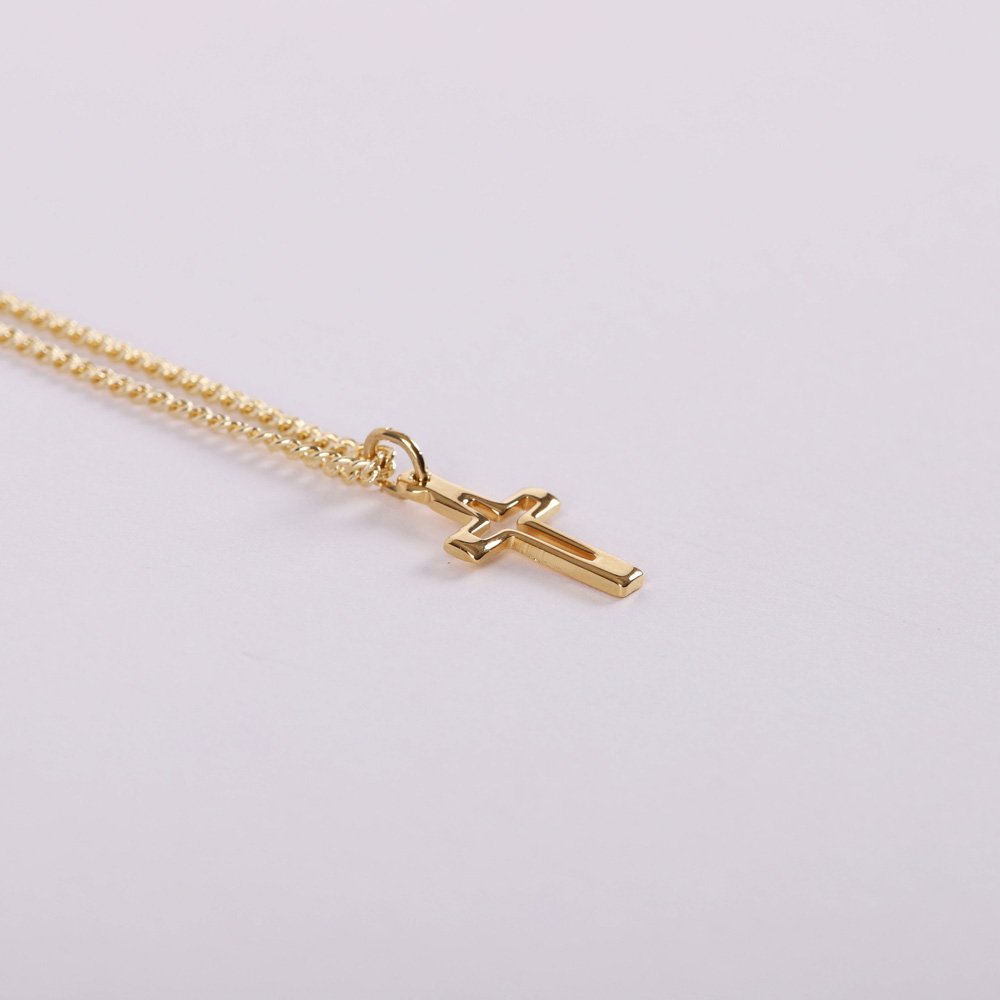 NECKLACE CROSS CUT OUT GOLD OVER SS 16-18"