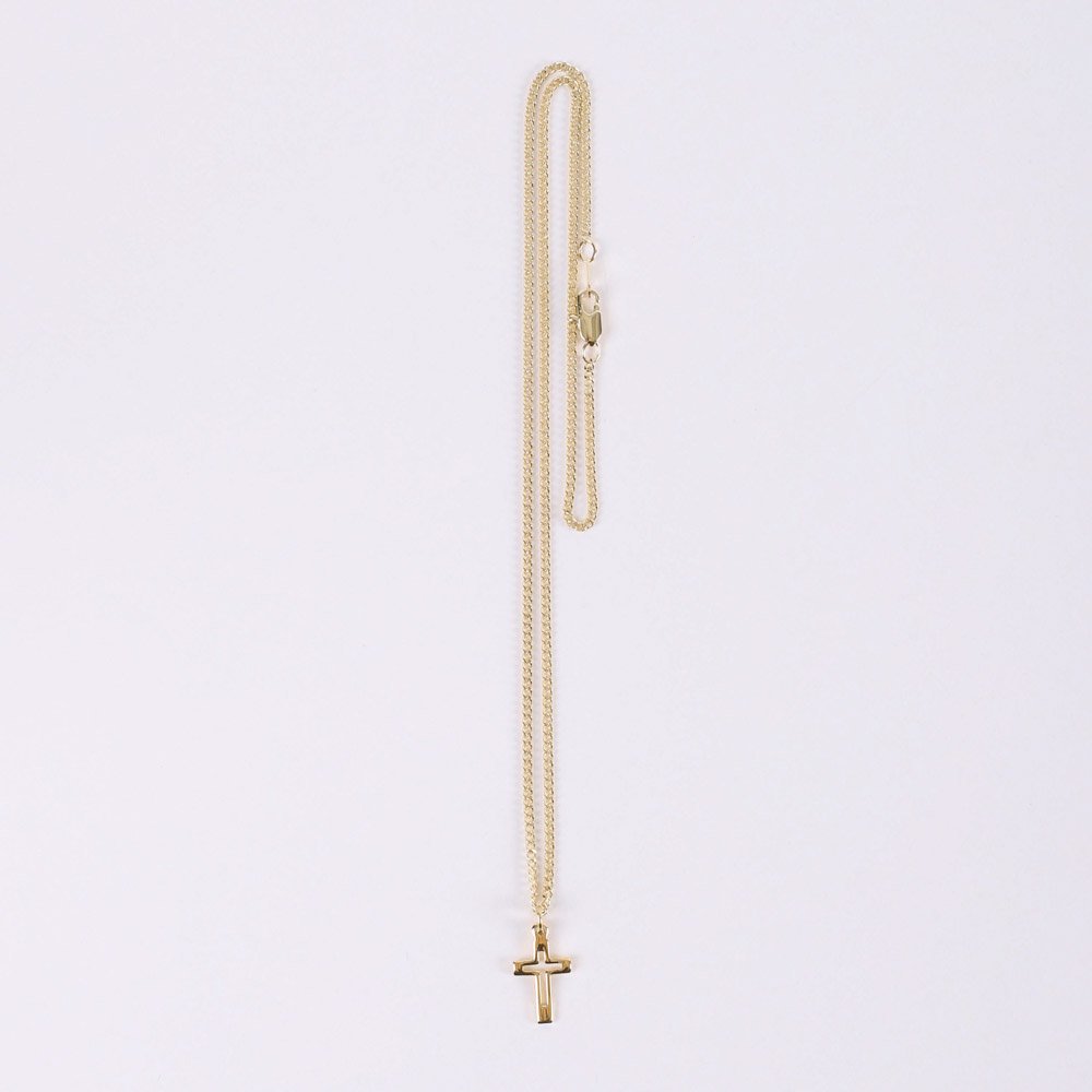 NECKLACE CROSS CUT OUT GOLD OVER SS 16-18"