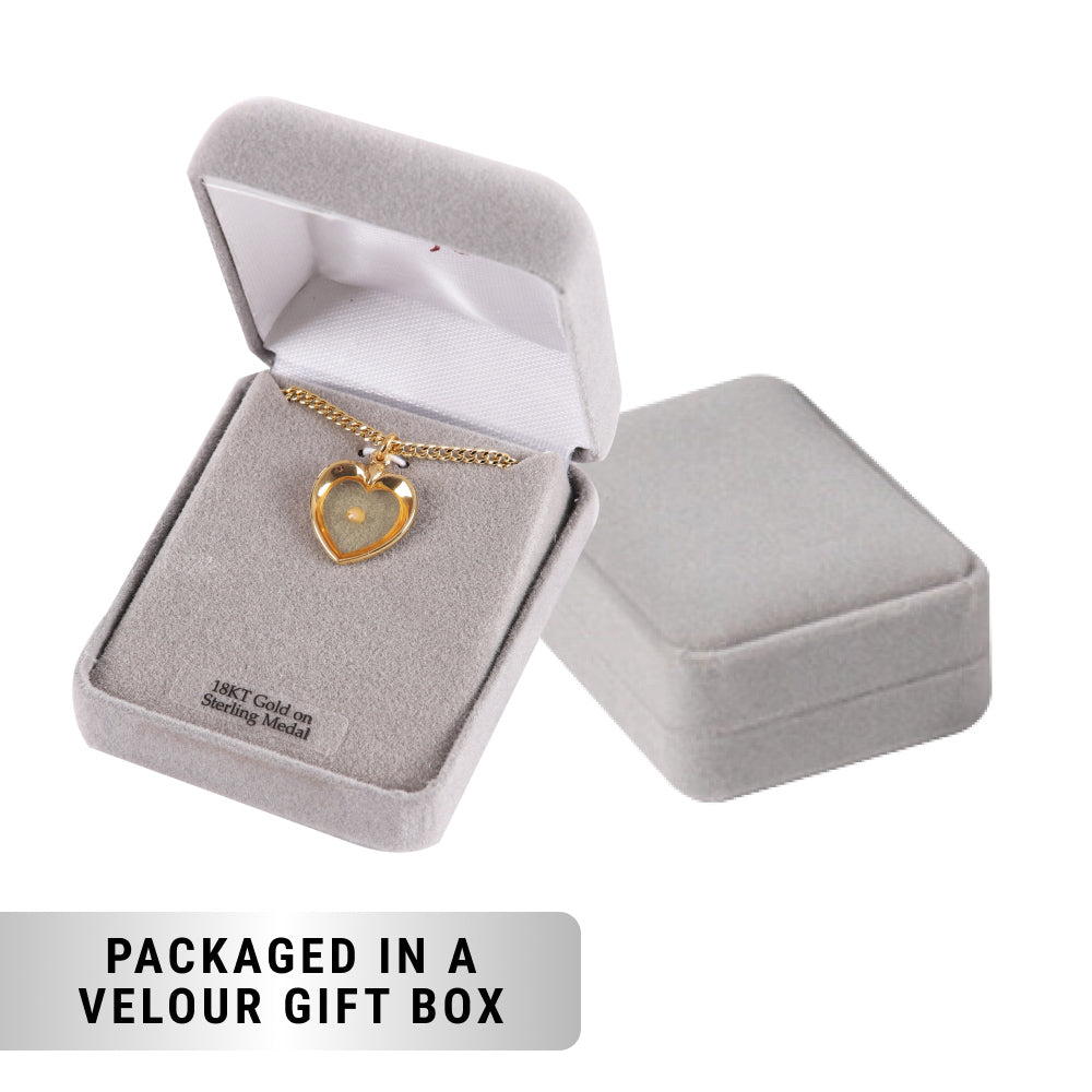 NECKLACE MUSTARD SEED HEART GOLD OVER SS 18"