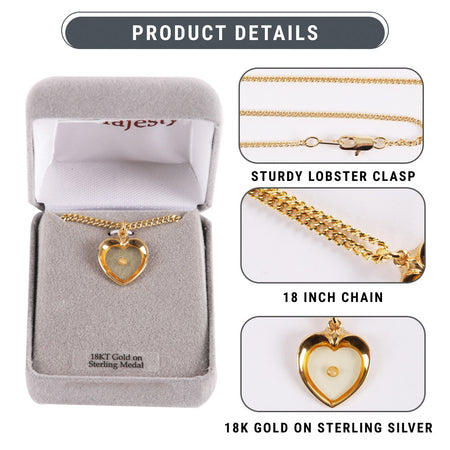 NECKLACE MUSTARD SEED HEART GOLD OVER SS 18"
