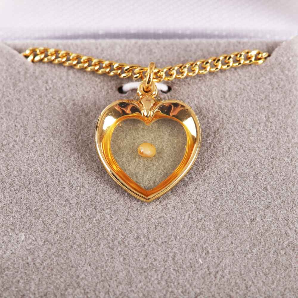 NECKLACE MUSTARD SEED HEART GOLD OVER SS 18"
