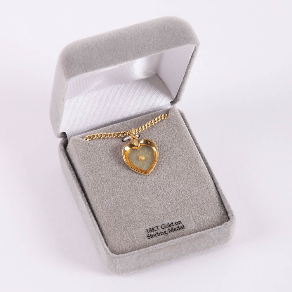 NECKLACE MUSTARD SEED HEART GOLD OVER SS 18"