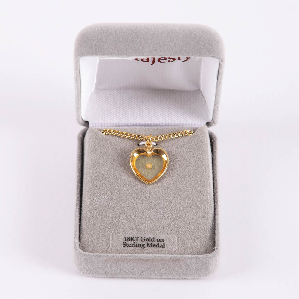 NECKLACE MUSTARD SEED HEART GOLD OVER SS 18"