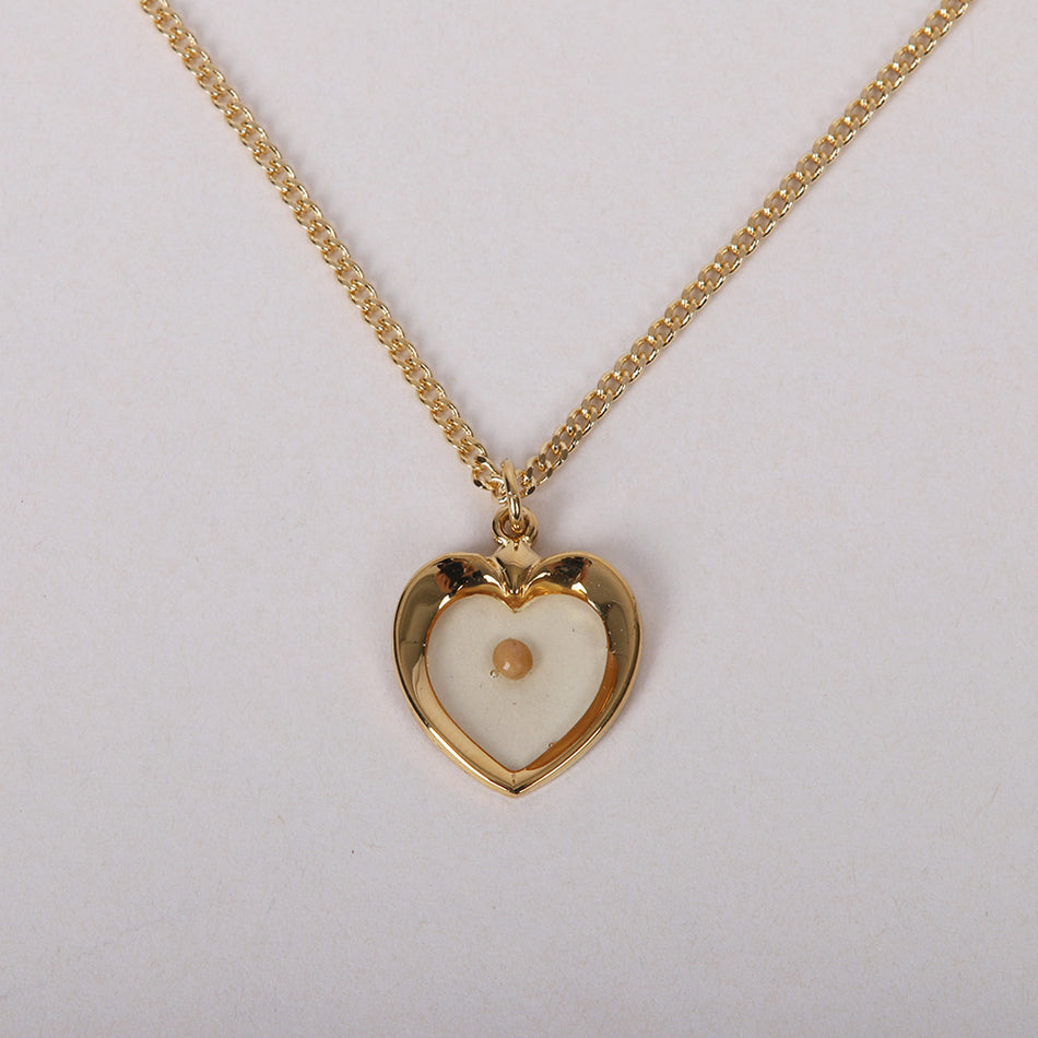 NECKLACE MUSTARD SEED HEART GOLD OVER SS 18"