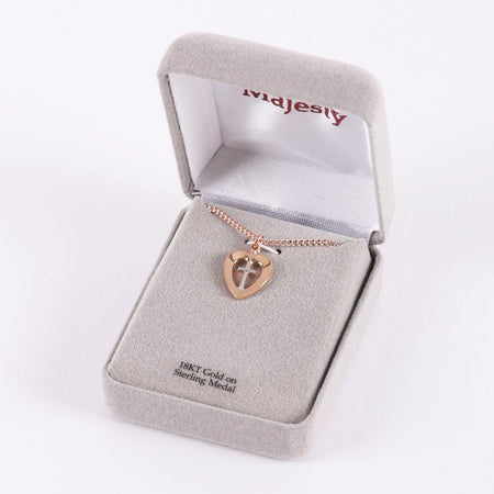 NECKLACE HEART/CROSS ROSE GOLD/SS 18"