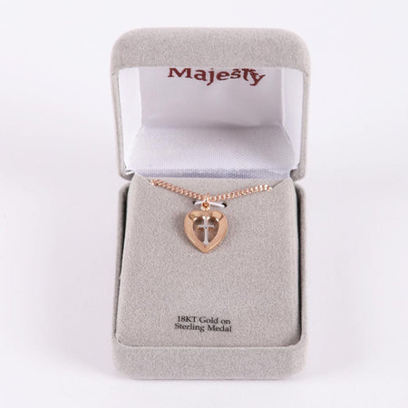 NECKLACE HEART/CROSS ROSE GOLD/SS 18"