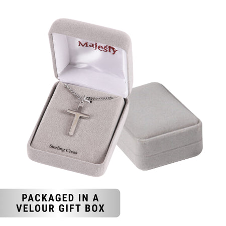 NECKLACE CROSS STERLING SILVER RHODIUM 24"
