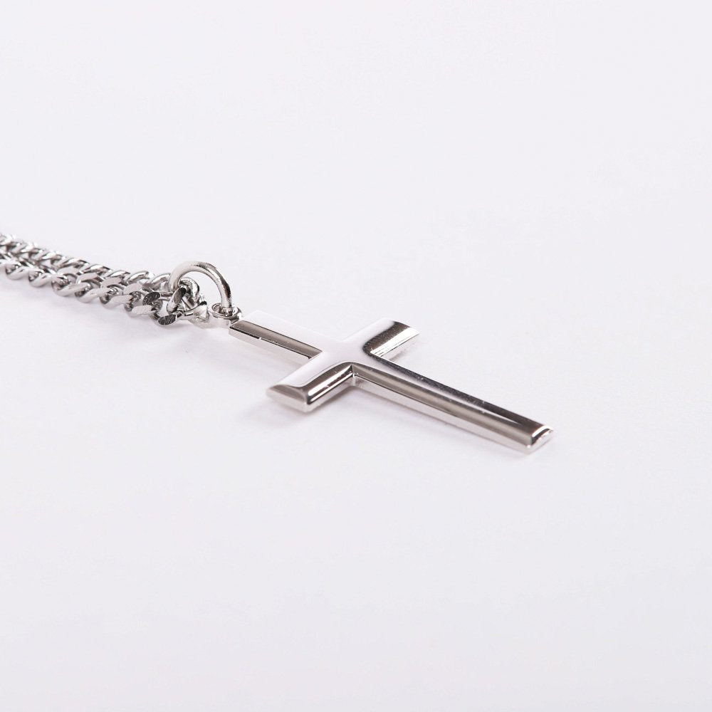 NECKLACE CROSS STERLING SILVER RHODIUM 24"