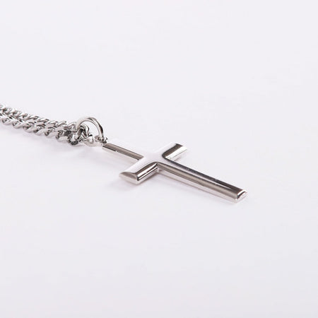NECKLACE CROSS STERLING SILVER RHODIUM 24"