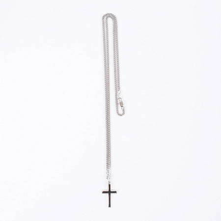 NECKLACE CROSS STERLING SILVER RHODIUM 24"