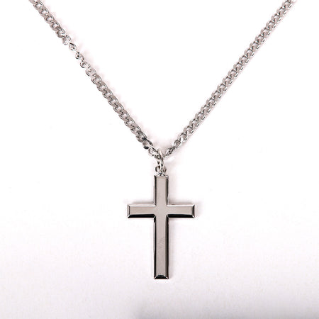 NECKLACE CROSS STERLING SILVER RHODIUM 24"