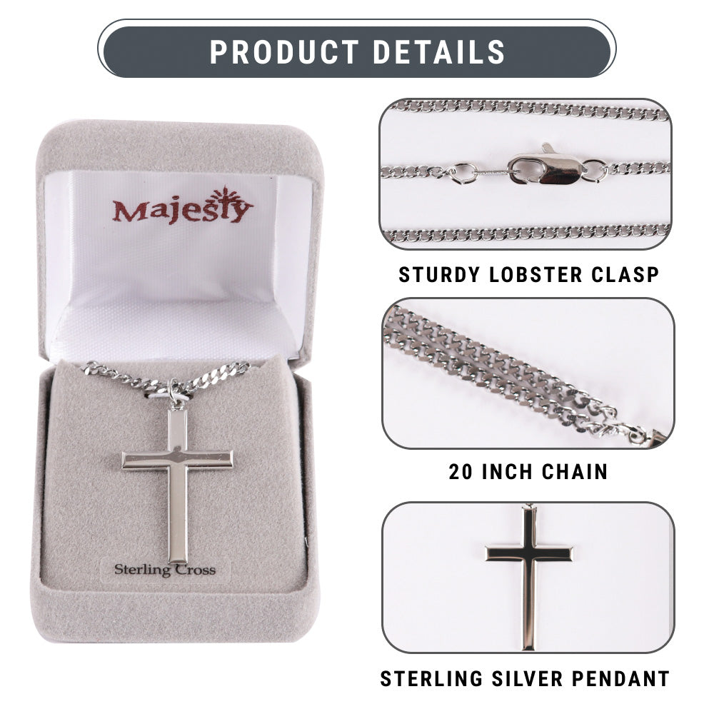 NECKLACE CROSS STERLING SILVER 24"