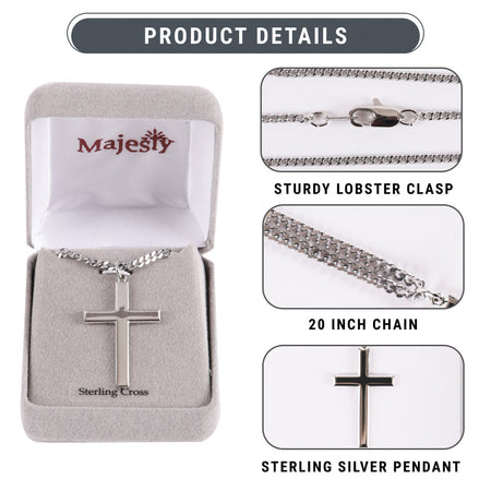 NECKLACE CROSS STERLING SILVER 24"